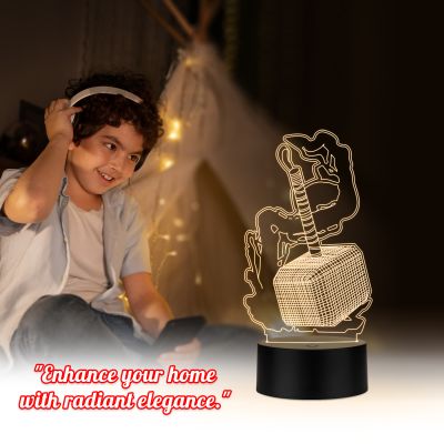 The 3D Hammer of Thor Night Lamp with warm white light